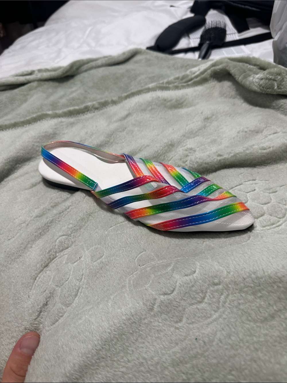 Women’s Rainbow Strappy Slide Sandal - White Base
